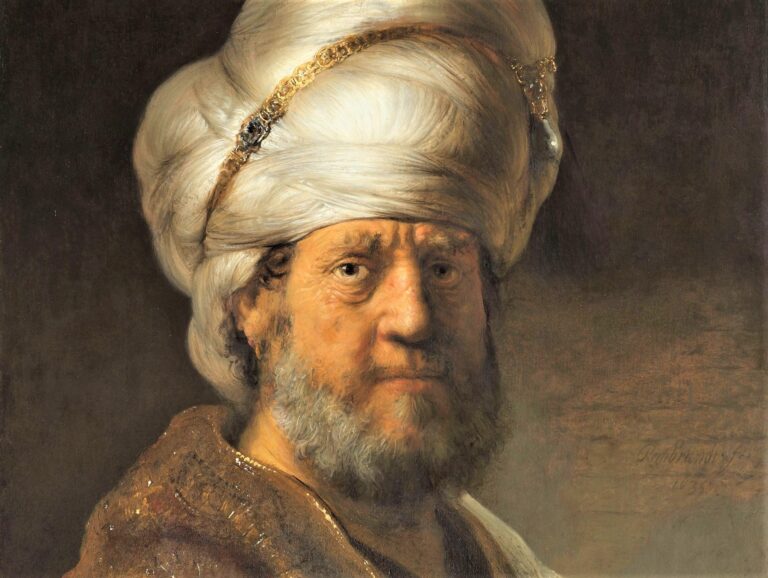 Turban, Teppich und Seidenrock